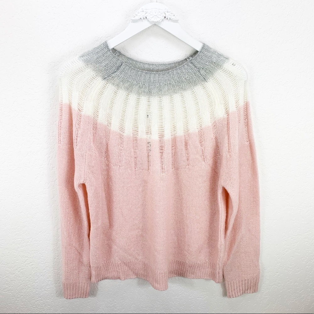 NWT Wildfox Pink Grey Knit sweater Size small s